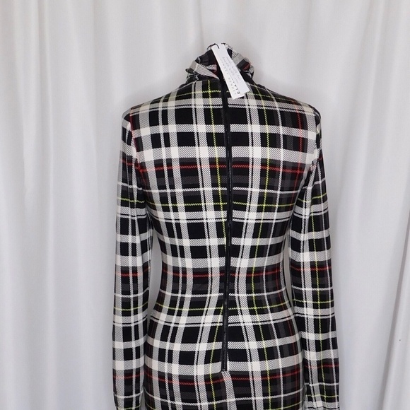 NWT!! ALICE + OLIVIA Delora Turtleneck Knit Plaid Dress Freedom Black Size 10 - Picture 9 of 16